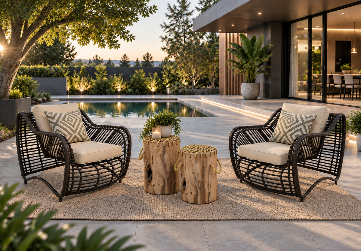 Valencia 4 Piece Outdoor Lounge Set with Cushions (Colour Wood Series)