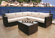 Tru Outdoor Luxury Barcelona 6 Piece Corner Outdoor Sectional Set with Cushions (Colour Wood Series) product_description Outdoor Lounge.