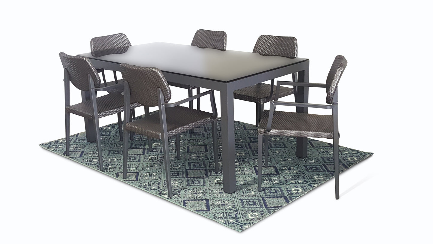 Tru Outdoor Luxury Marbella 7 Piece Outdoor Dining Set without cushions (Colour Stone/Grey) product_description Outdoor Dining.