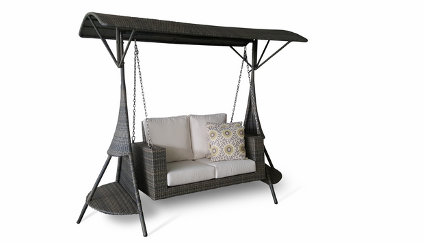 Tru Outdoor Luxury Luca Outdoor Porch Swing with cushions (Colour Stone) product_description Daybeds, Loungers and Swings.
