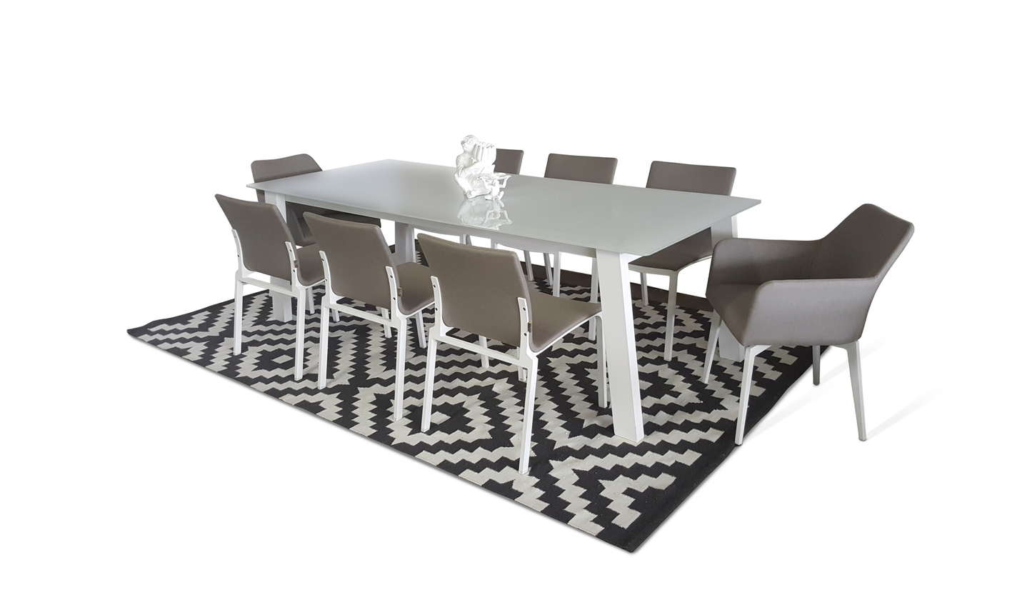 Tru Outdoor Luxury Semora 9 Piece Outdoor Dining Set (Colour White) product_description Outdoor Dining.
