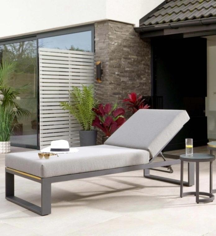 Grey metal sun lounger outlet
