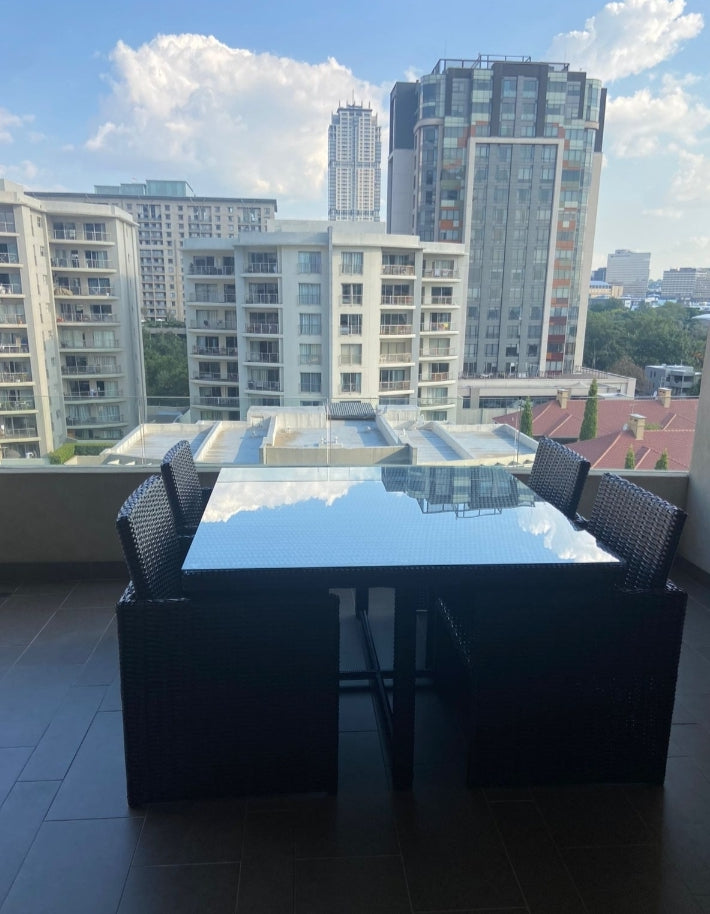 Cube 5 Piece Outdoor Dining Set with cushions (Colour Stone) - Tru Outdoor Luxury