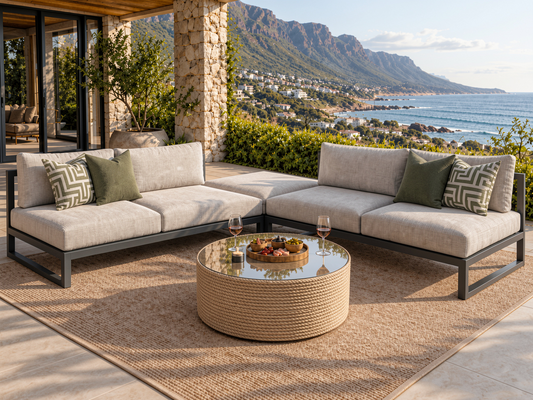 Solara 3 Piece Outdoor Lounge Set with Cushions (Colour Charcoal)