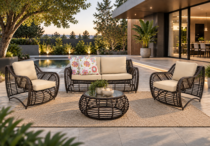 Valencia 4 Piece Outdoor Lounge Set with Cushions (Colour Wood Series)