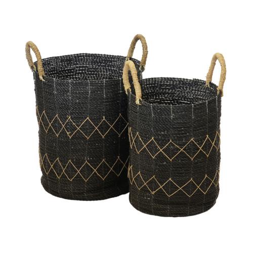 Tru Outdoor Luxury Basket Diamond Set of 2 (Colour Black) product_description Woven Baskets.