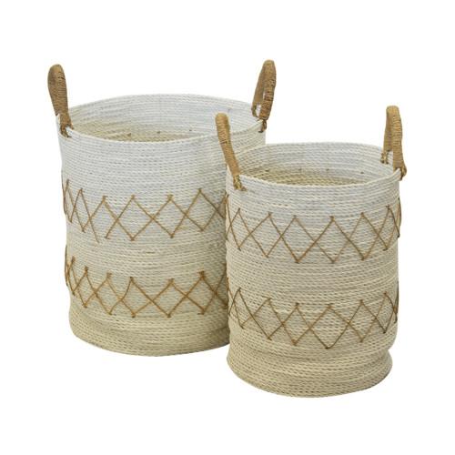 Tru Outdoor Luxury Basket Diamond Set of 2 (Colour White) product_description Woven Baskets.