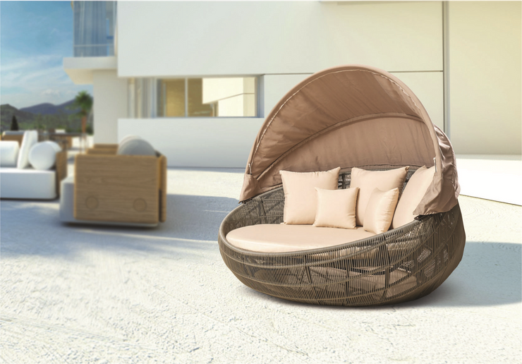 Tru Outdoor Luxury Cantelli Outdoor Daybed with cushions (Colour Wood Series Brown) product_description Daybeds, Loungers and Swings.
