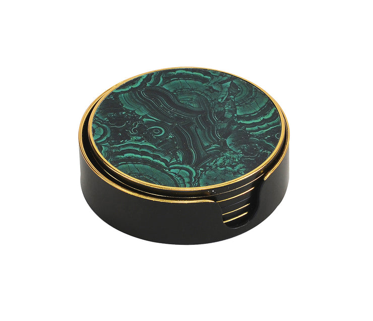 Tru Outdoor Luxury Glass Coasters Malachite Set of 6 (Colour Green & Black) product_description Coasters and Placemats.