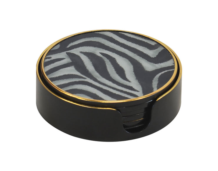 Tru Outdoor Luxury Glass Coasters Zebra Stripes Set of 6 (Colour Black & White) product_description Coasters and Placemats.