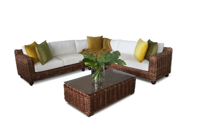 Tru Outdoor Luxury Lugo 4 Piece Modular Corner Set with Cushions (Colour Antique) product_description Outdoor Lounge.