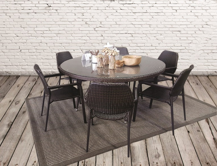 Tru Outdoor Luxury Panterra 7 Piece Round Outdoor Dining Set without cushions (Colour Wood Series) product_description Outdoor Dining.
