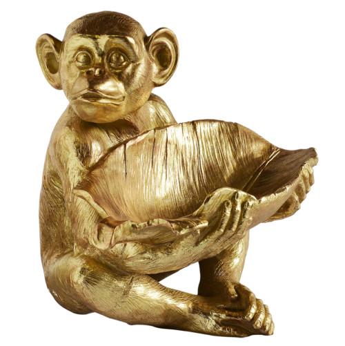 Tru Outdoor Luxury Resin Monkey Bowl (Gold) product_description Table Decor.