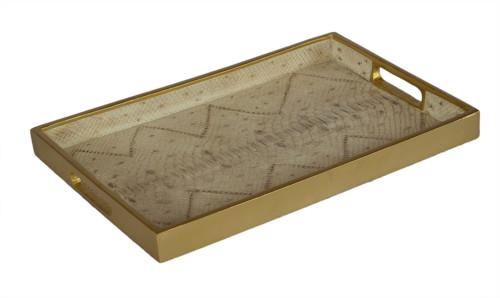 Tru Outdoor Luxury Shagreen Serving Tray Rectangle ( Colour Cream Snake Skin & Gold) product_description Serving Trays.