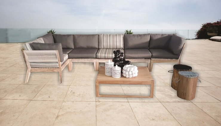 Tru Outdoor Luxury Milano 7 Piece Outdoor Modular Set with Cushions (Colour Natural) product_description Outdoor Lounge.