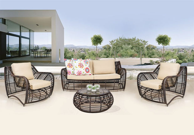 Tru Outdoor Luxury Valencia 4 Piece Outdoor Lounge Set with Cushions (Colour Wood Series) product_description Outdoor Lounge.
