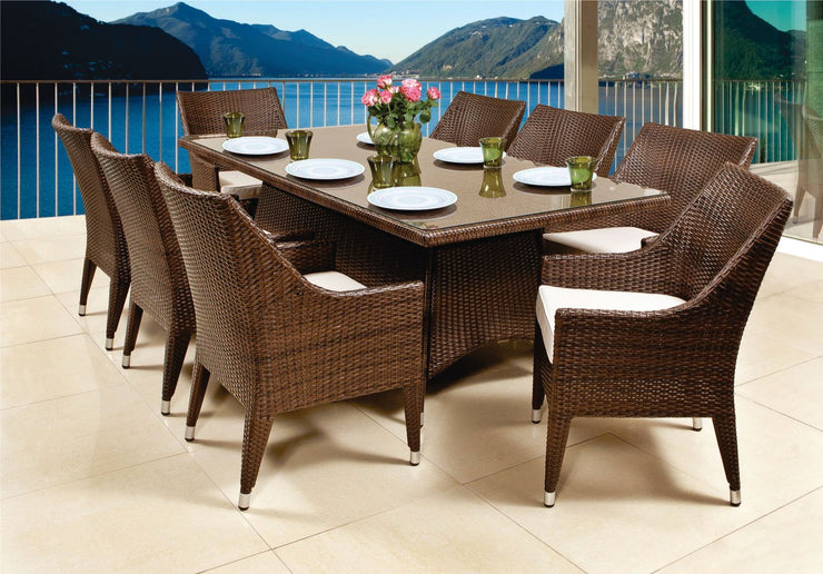 Tru Outdoor Luxury Viola 9 Piece Outdoor Dining Set with cushions (Colour Wood Series) product_description Outdoor Dining.