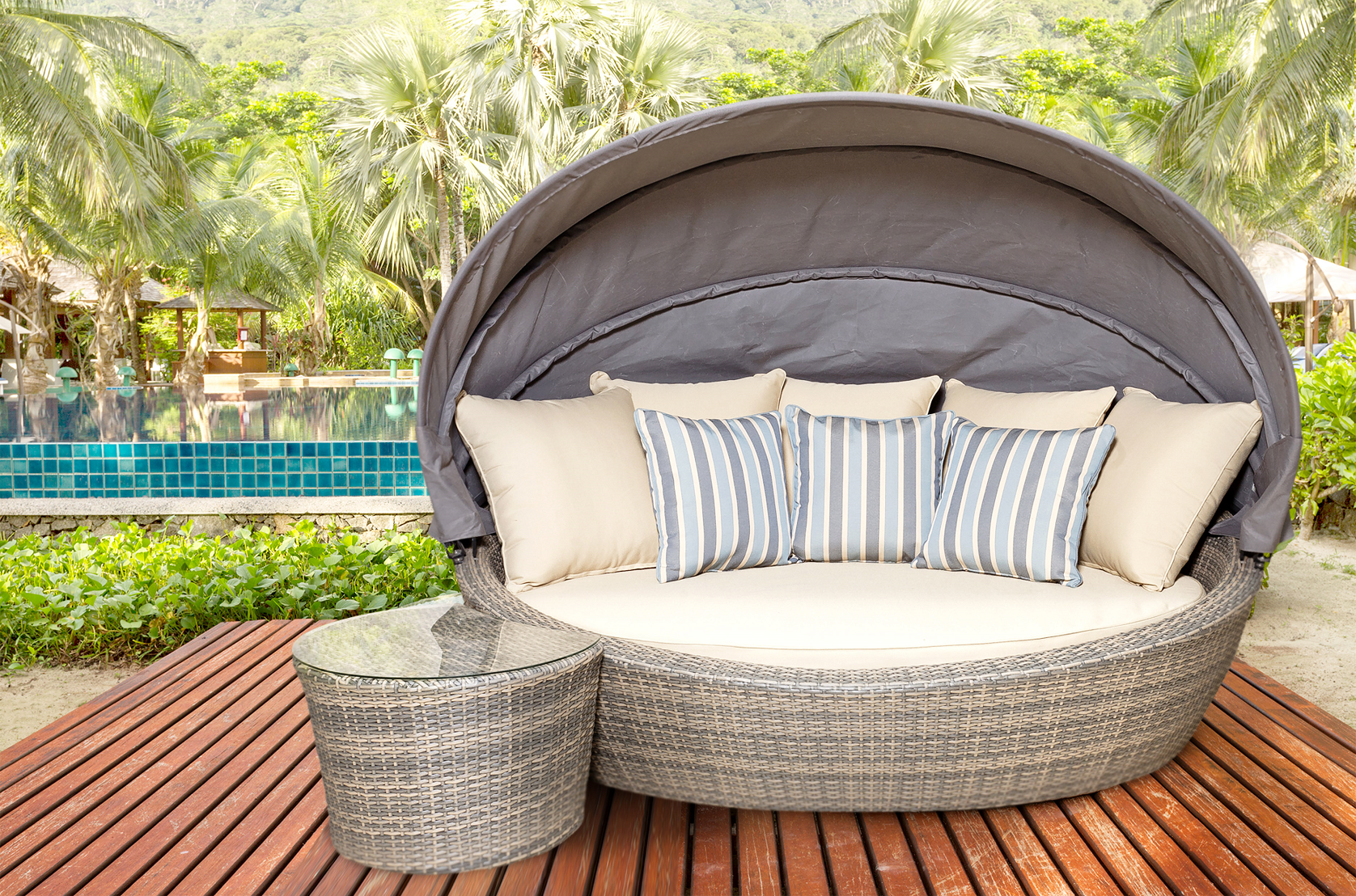 Westlake Outdoor Daybed with cushions Colour Stone