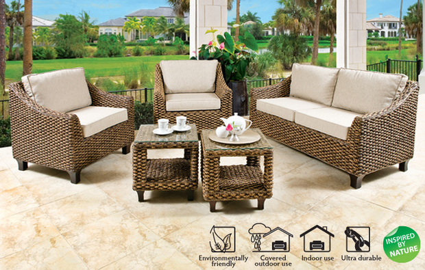 Tru Outdoor Luxury Westwood 4 Piece Outdoor Lounge Set with Cushions (Colour Antique) product_description Outdoor Lounge.