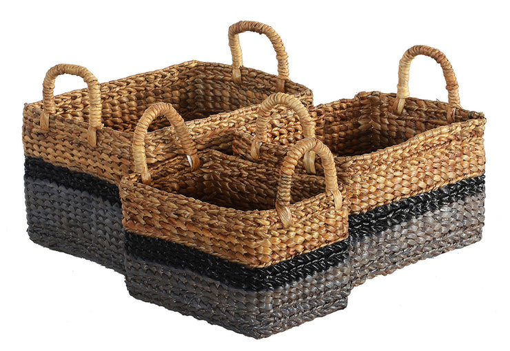 Basket Hyacinth Mix Grey Rectangle S/3